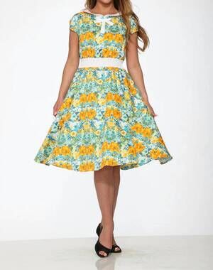 NEW ORCHID BLOOM floral swing dress in yellow